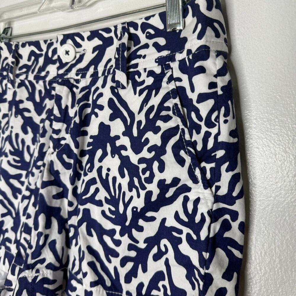 Lilly Pulitzer Callahan Shorts 2 Blue White Coral Print Resort Style Womens